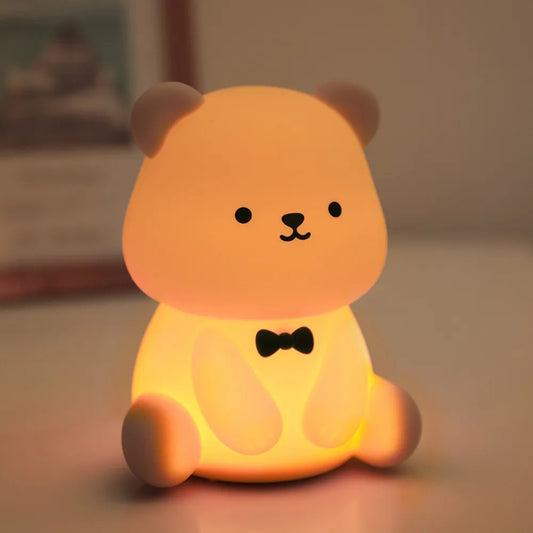 Silicone Teddy Bear Night Light – 3-Level Dimmable Nursery Lamp for Kids Bedroom