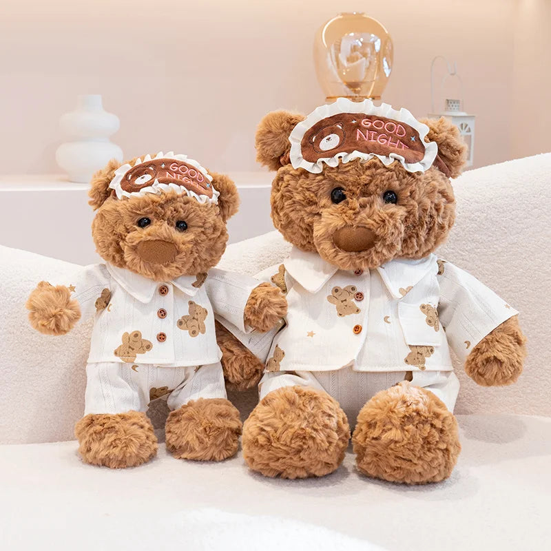 Pajama Teddy Bear Plush – Available in 35cm & 50cm with Eye Mask