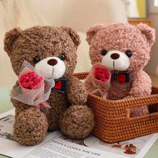Valentine Teddy Bear 25cm – Valentine’s Day Gift with Bouquet