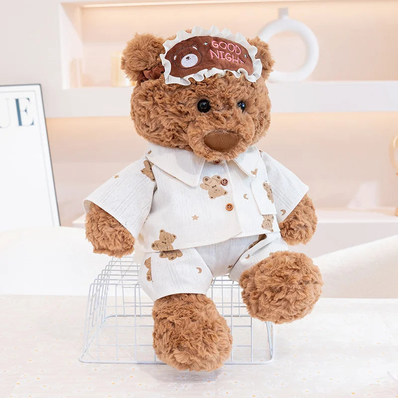 Pajama Teddy Bear Plush – Available in 35cm & 50cm with Eye Mask