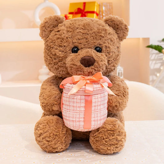 Warm Hearted Teddy Bear with Gift, Cake or Bouquet – Soft Plush Toy in Sweater for Girlfriend, Valentine's Day & Special Occasions