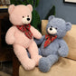 Soft Nap Pillow Bear 80cm – Big Plush Toy with Checkered Ribbon