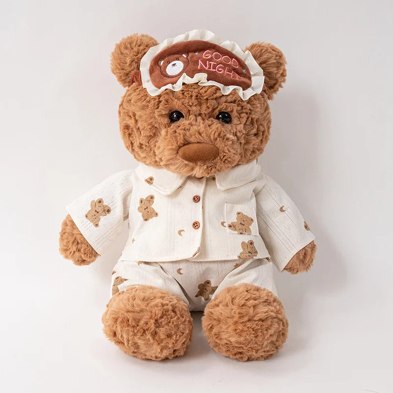 Pajama Teddy Bear Plush – Available in 35cm & 50cm with Eye Mask