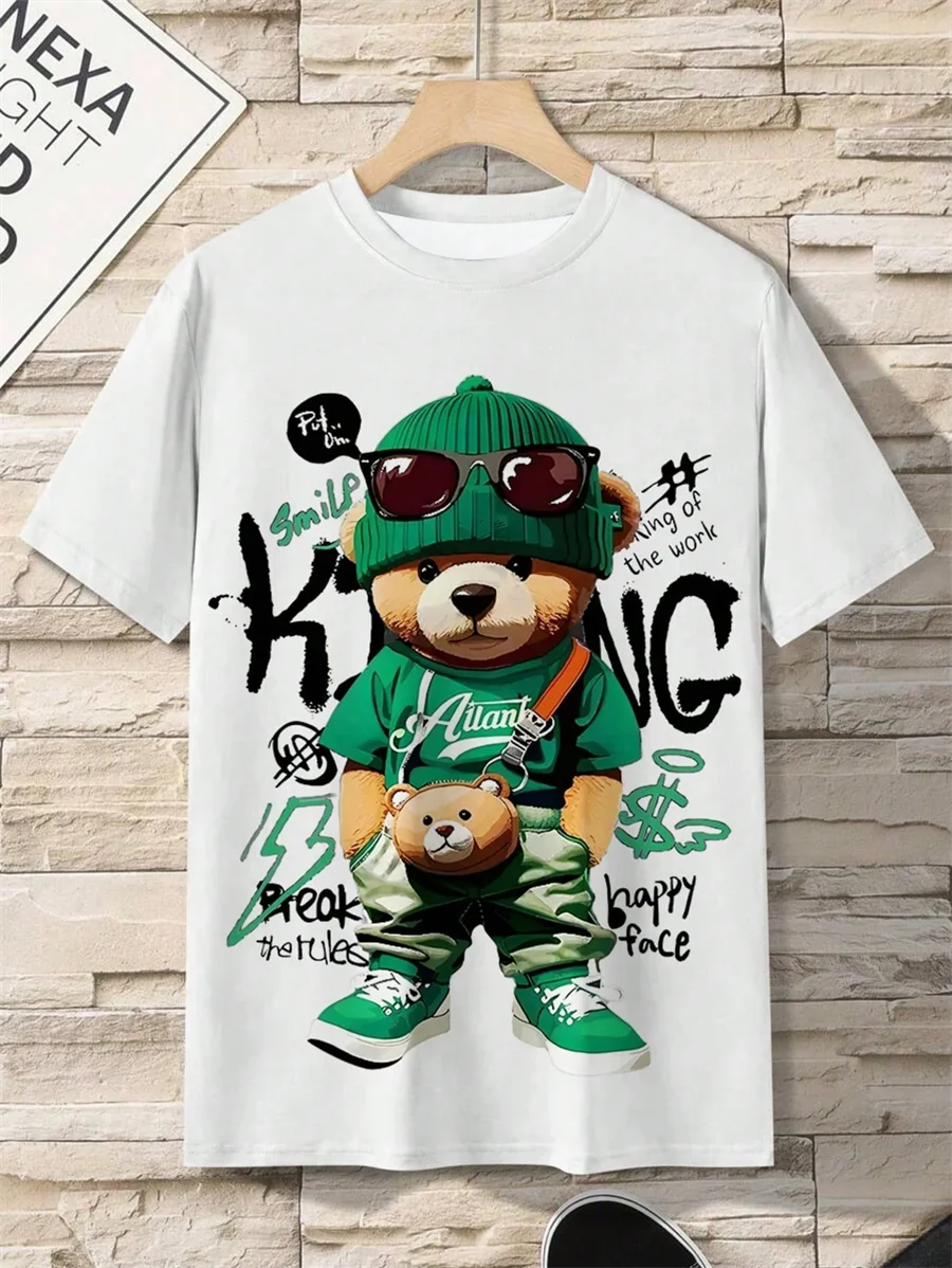 Men’s Summer Teddy Bear Graphic T-Shirt – Casual Streetwear Tee | Soft & Comfortable Short Sleeve Top