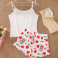 Summer Cute Love Bear Printed Pajamas Set for Women'S Loungewear Crop Tops and Shorts Sleepwear Home Wear Clothes