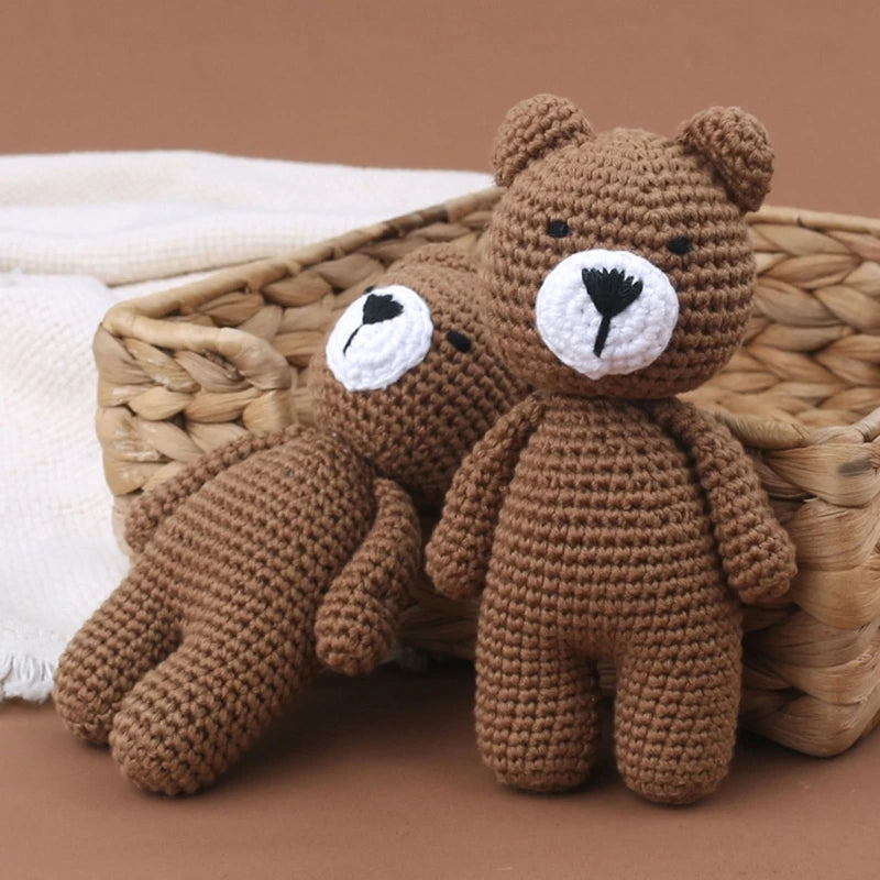 Handmade Crochet Sleepy Bear – Soft Knit Plush for KIDS & Photo Props