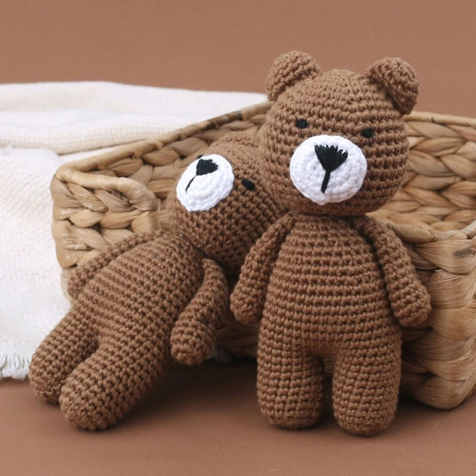 Handmade Crochet Sleepy Bear – Soft Knit Plush for KIDS & Photo Props
