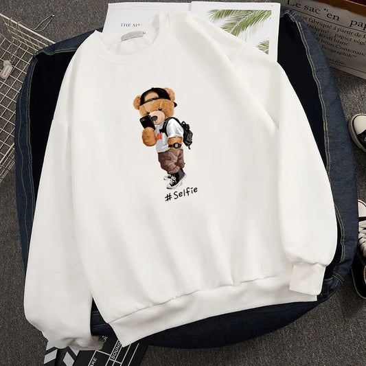 Teddy Bear Bear Graphic Sweatshirt – Men’s Casual Cotton Pullover | Autumn 2024 Streetwear
