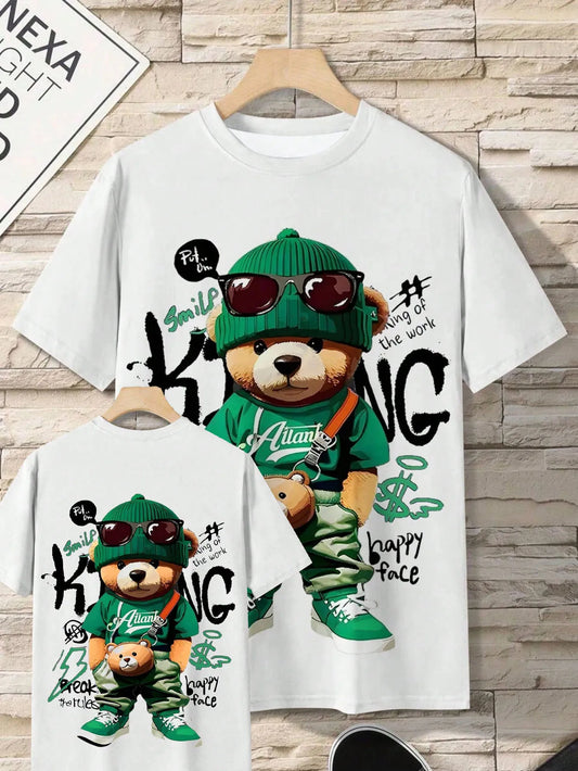 Men’s Summer Teddy Bear Graphic T-Shirt – Casual Streetwear Tee | Soft & Comfortable Short Sleeve Top