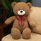 Soft Nap Pillow Bear 80cm – Big Plush Toy with Checkered Ribbon