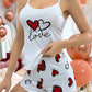 Summer Cute Love Bear Printed Pajamas Set for Women'S Loungewear Crop Tops and Shorts Sleepwear Home Wear Clothes