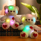 30cm Light-up Teddy Bear Light-up plush toy with bow, rose and heart of your choice