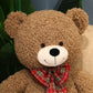 Soft Nap Pillow Bear 80cm – Big Plush Toy with Checkered Ribbon