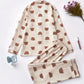 Cozy Teddy Bear Print Pajama Set for Women – Long Sleeve Lapel Top & Elastic Pants | Soft, Button-Up Sleepwear for Autumn