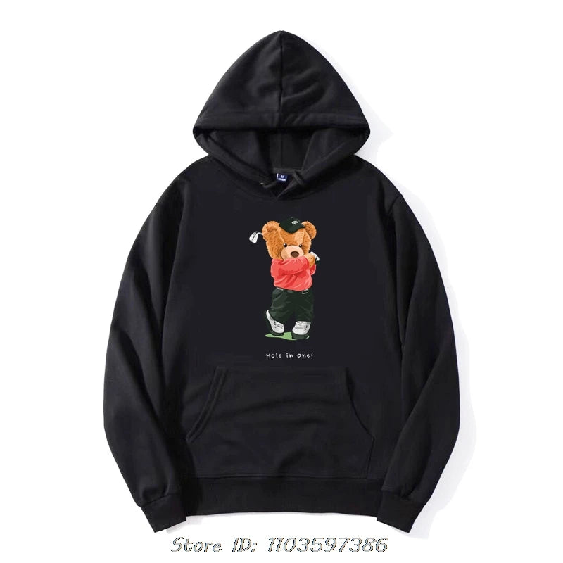 Basketball Teddy Bear Hoodie – Unisex Streetwear Pullover | Casual Cotton Sweatshirt 