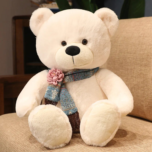 60cm Teddy Bear with Floral Scarf – Soft Plush Stuffed Toy for Kids, Girls & Boys