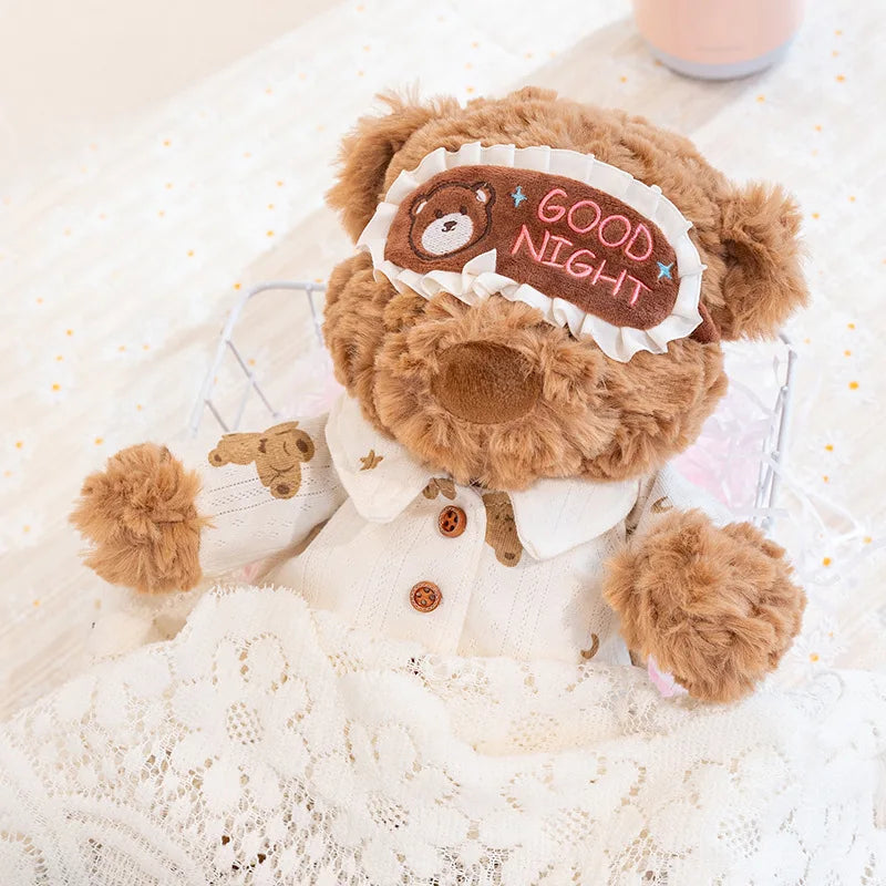 Pajama Teddy Bear Plush – Available in 35cm & 50cm with Eye Mask