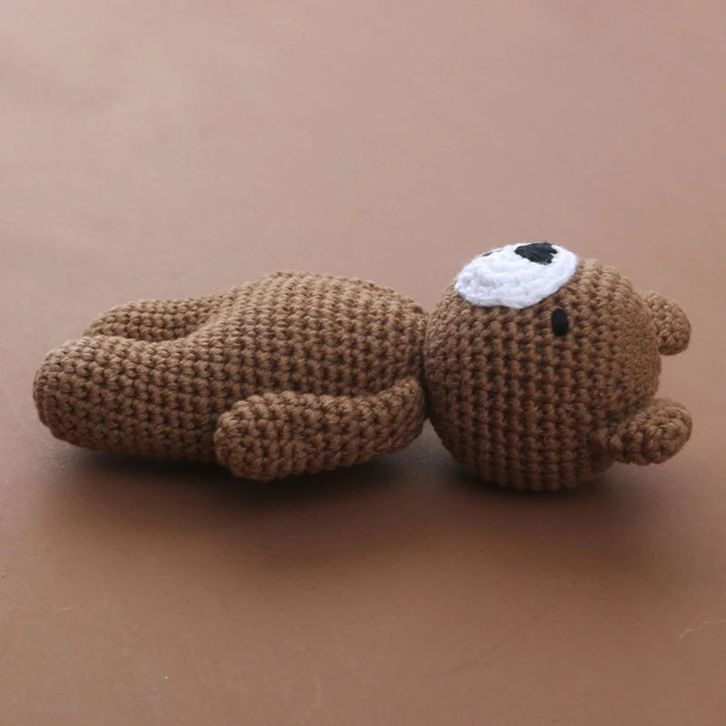 Handmade Crochet Sleepy Bear – Soft Knit Plush for KIDS & Photo Props