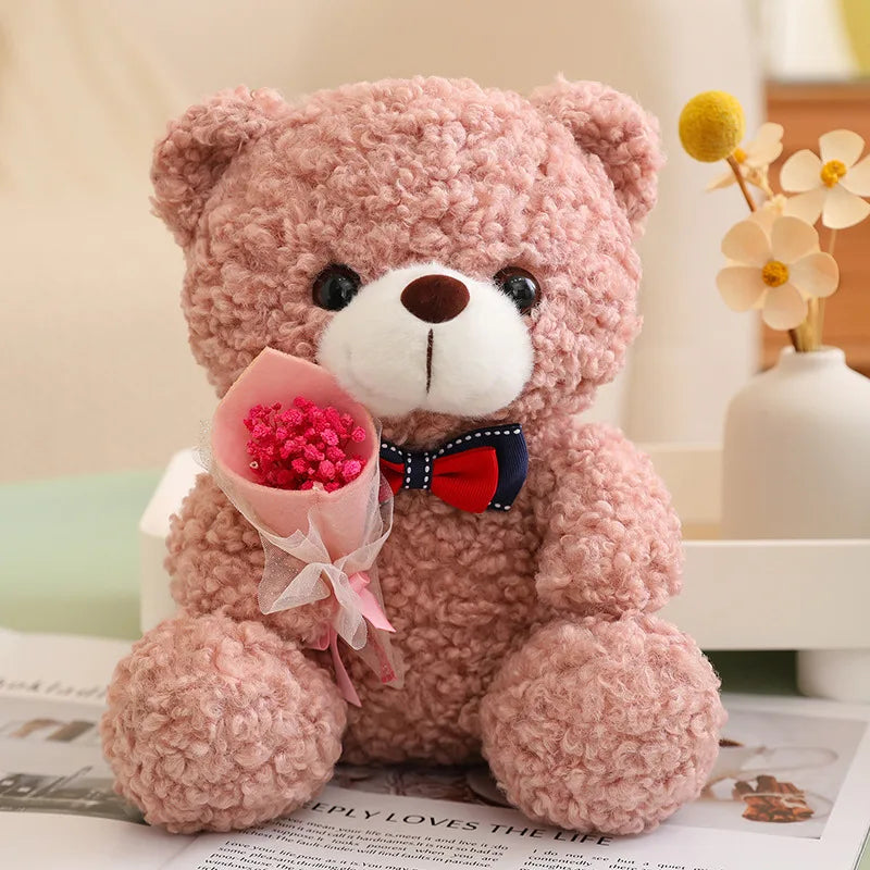 Valentine Teddy Bear 25cm – Valentine’s Day Gift with Bouquet