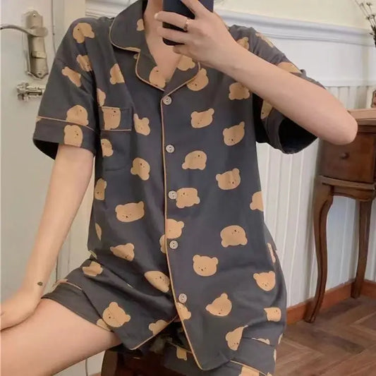 Women’s Pyjamas Set – Short Sleeve Top & Shorts | Summer Spring Fashion Loungewear & Homewear
