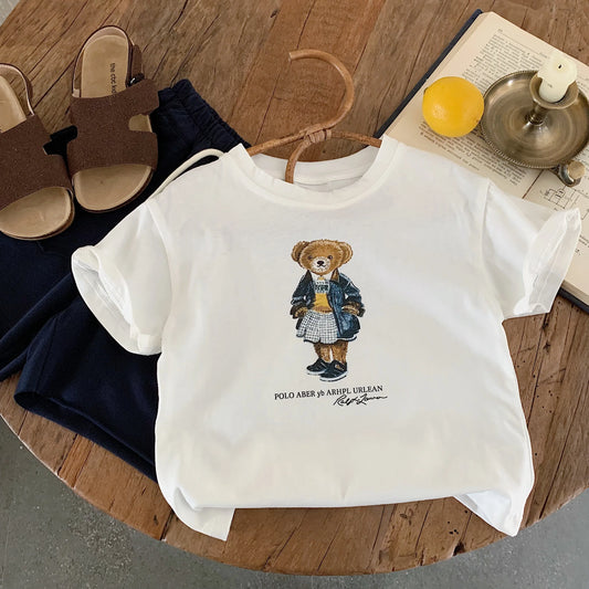 2025 Teddy Bear Graphic Crop Top – Unisex Gothic-Inspired Summer Tee