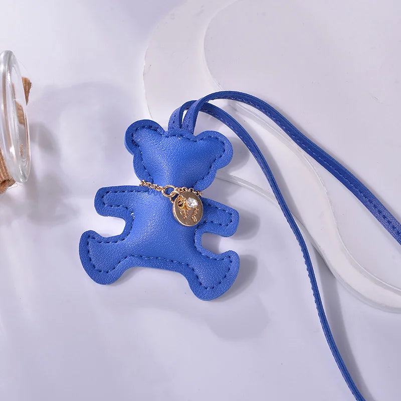 Cute PU Leather Bear Keychain – Fashion Bag Charm & Mirror Pendant for Women