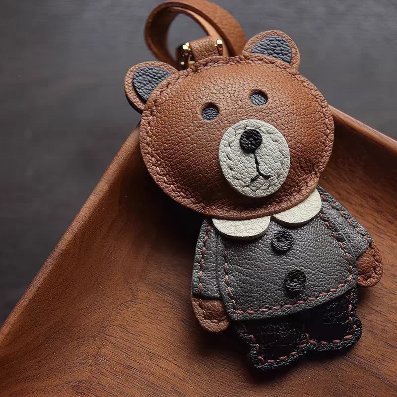 Handmade Sheepskin Teddy Bear Keychain – Unique Bag Pendant & Gift for Girls