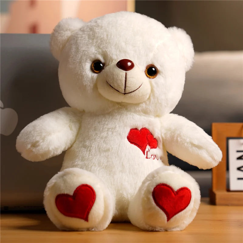 30cm Light-up Teddy Bear Light-up plush toy with bow, rose and heart of your choice