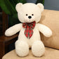 Soft Nap Pillow Bear 80cm – Big Plush Toy with Checkered Ribbon