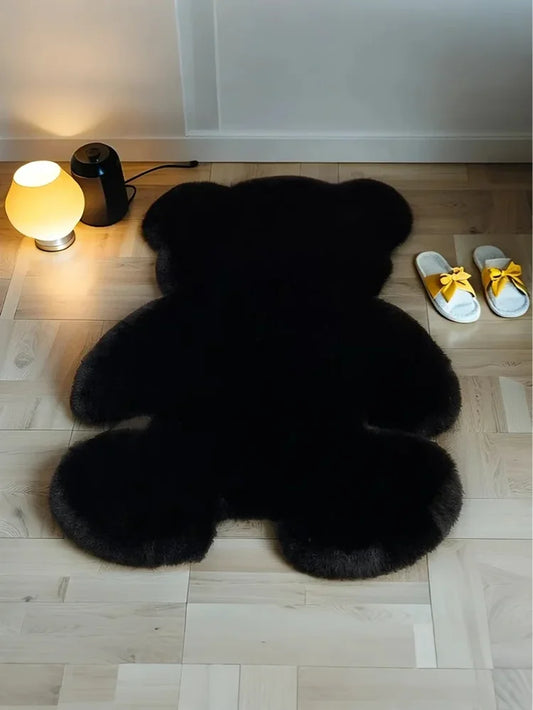 Teddy Bear Shaped Fluffy Rug – Soft Faux Rabbit Fur Mat for Kids' Room, Nursery & Living Room
