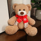  35cm Brown & White Bear Plush Doll – Christmas Gift Bear with Scarf 