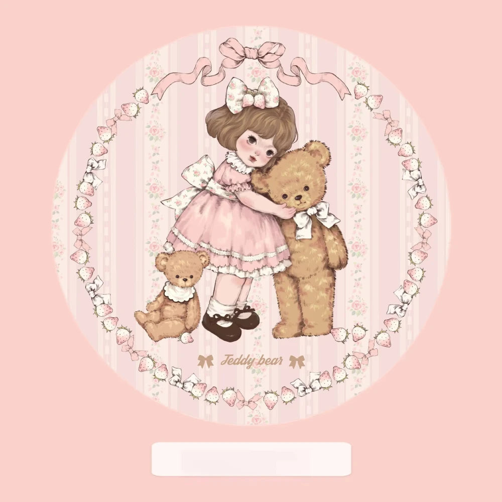Charming Teddy Bear Design Carpet – Soft Pink Rug for Girls' Room & Cozy Spaces