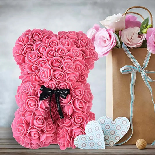 25cm Artificial Rose Teddy Bear with Gift Box – Romantic Valentine’s Gift