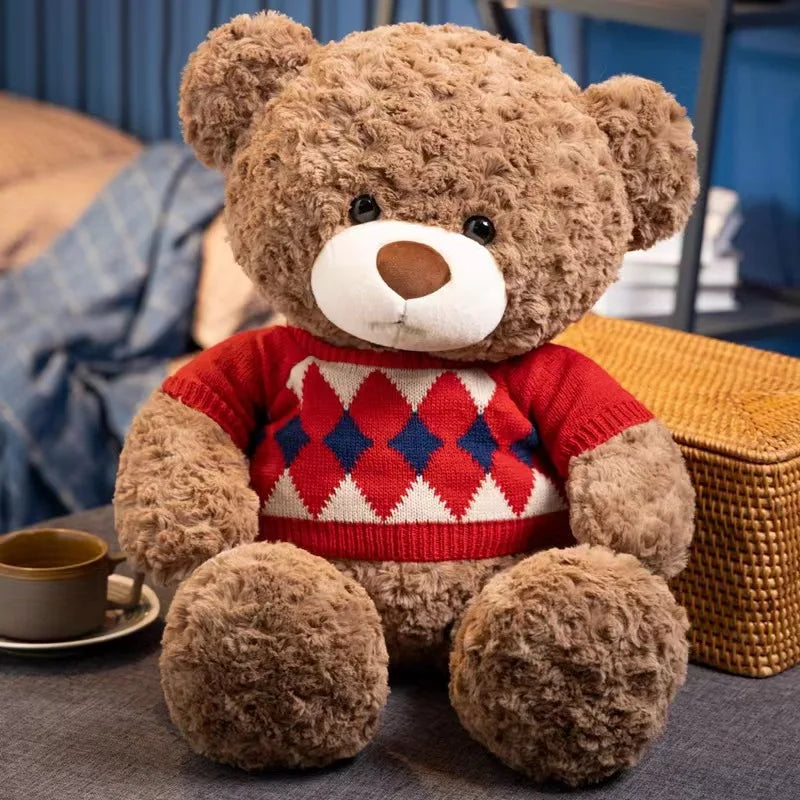 45/55Cm Cute Sweater Bear Plush Toy Hugging Bear Doll Boys Girls Birthday Gift Cute Sleeping Companion Bear Toys Doll
