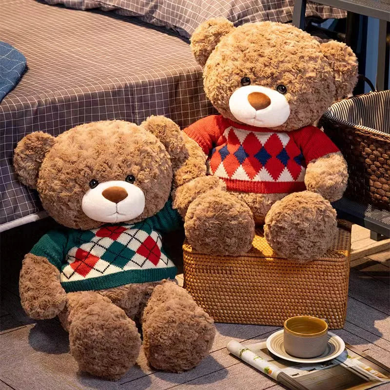 45/55Cm Cute Sweater Bear Plush Toy Hugging Bear Doll Boys Girls Birthday Gift Cute Sleeping Companion Bear Toys Doll