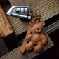 Original Design Leather Teddy Bear Keychain – Handmade Bag Charm & Car Pendant for Women